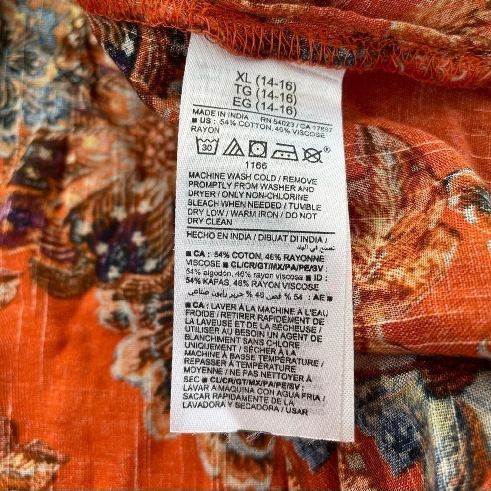 Old Navy Girl's Orange Floral Printed Sleeveless Tiered Swing Dress XL 14-16 NWT